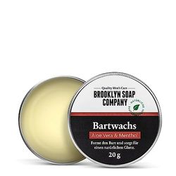 cura naturale della barba: balsamo da barba (20 g) cosmetici naturali della BROOKLYN SOAP COMPANY per lo styling della barba di tre giorni, barba piena– fissaggio forte, tenue brillo - Beard Balm