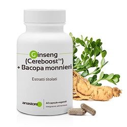 Ginseng Americano + Bacopa monnieri * 423 mg / 60 capsule* Memoria, stress, capacità cognitive, attenzione * Aumenta le performance cognitive