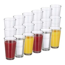 Relaxdays Conjunto de 18 copos, conjunto de vidro, parede grossa, elegante, adequado para máquina de lavar louça, 400 ml, transparente