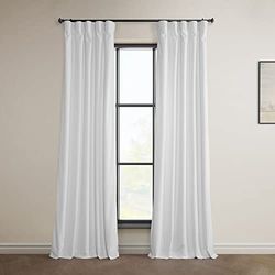 HPD Half Price Drapes Heritage Plush Velvet Curtains 108 Inches Long Room Darkening Curtains for Bedroom & Living Room 50W x 108L, (1 Panel), White