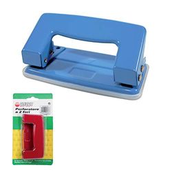 Alevar Hole Punch with 2 Holes Made of Metal, Holds up to 8 Sheets, Format 5 x 12.5 x 5 cm, Step 8 cm, Random Colour