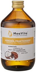 MeaVita Huile de Noix de Coco Fractionnée en Bouteille de Verre avec Pompe 500 ml