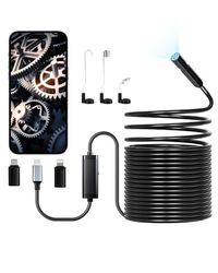 VEVOR Endoscoopcamera met halfharde kabel, 15 m, 1920P, HD 1920P, voor Android en iOS, met licht, 8 leds, Zoom 2X, waterdicht IP67, voor auto's en loodgieterswerk, 15000 x 24 x 12 mm, zwart