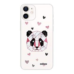 Evetane Beschermhoes compatibel met iPhone 12 Mini, zacht, siliconen, robuust, ultrarobuust, dun, transparant, panda, geometrisch, roze, modieus patroon