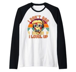 I Don't Age I Level Up Video Juego Pizza Jugador Niños Chicas Camiseta Manga Raglan