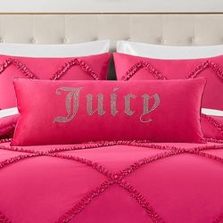 Juicy Couture Rechthoekig decoratief accent, premium omkeerbaar sierkussen, woonkamer- en slaapkamerdecoratie, 40,6 x 91,4 cm, felroze