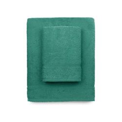 Zerobed Handdoek + gastendoekje van effen badstof, sponsset, 100% katoen, watergroen