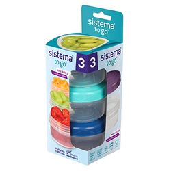 Sistema Snack Pots Mini Bites TO GO Food Storage Containers 130ml Stackable Snack Boxes with Lids BPA Free Pack of 3