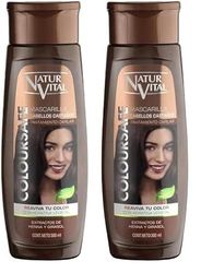 NaturVital - Mascarilla de Pelo ColourSafe, Sin Parabenos ni Siliconas, Mascarilla de Coloración para Cabellos Castaños, con Keratina Vegetal, Aporta Brillo y Protege el Color, 300ml (Paquete de 2)