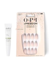 OPI xPRESS/ON Press On Nails & Cuticle Oil, 30 Pcs Reusable False Nails with up to 14 Days of Wear, Deeply Nourishing Cuticle Oil, I Want It, I Got It, Nude Nail Polish