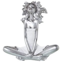 ŻYWICA FIGURA NIÑA SENTADA PLATEADA 24 x 14 x 26 cm