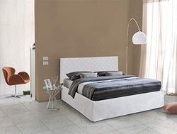 Talamo Italia, Set testata in ecopelle con rete ortopedica e mantovana, Made in Italy, adatta a letto Matrimoniale, materasso incluso, cm 160x190, Bianco