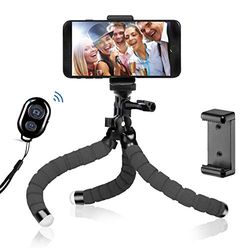 BSET BUY Trépied de Téléphone Flexible avec Télécommande Bluetooth, Trépied Caméra, Flexible Phone Tripod, Camera Tripod Octopus Tripod Mini Travel Tripod with Bluetooth Remote for Iphone & Android, GoPro