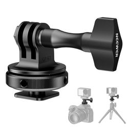 NEEWER Adattatore Cold Shoe Mount per Action Camera Compatibile con GoPro Go Pro DJI Insta360 AKASO Accessori, Attacco Hot Shoe con Filettatura 1/4" per Mini Treppiede Selfie Stick, Incli. 180°, GP-63