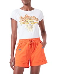 Moschino Casual broek voor dames, veelkleurige drukknopen en logo, oranje, 46 NL