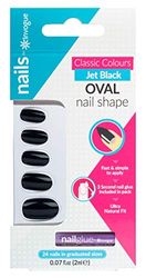 Invogue Unghie Finte Ovali, Jet Black, 24 Pezzi