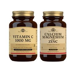 Solgar Calcio Magnesio y Zinc 250 Cápsulas + Vitamina C 1000 Mg 100 Unidades