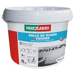 Parexlanko, Salle de bains et cuisine, Colle carrelage en pâte pour mur intérieur spécial pièces humides, 15kg