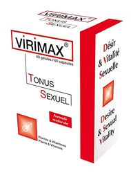 NUTRIGÉE - Virimax Masculin - Tonus Sexuel - Agit Favorablement Sur Le Désir, La Vitalité Sexuelle & Bon Fonctionnement Nerveux - 2 Prises/Jour - 60 Comprimés - Programme 30 Jours - Fabriqué en France