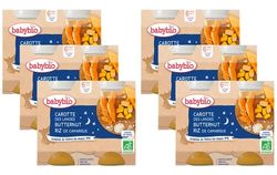 Babybio - Bonne Nuit - Petits Pots Carotte des Landes Butternut Riz 2x200g - PACK de 6 - 6Mois - BIO