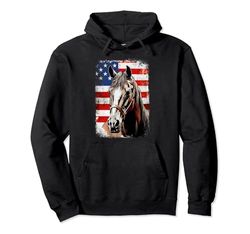 Patriotic Horse American Flag Horseback Riding Western Farm Felpa con Cappuccio