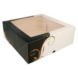García de Pou 204.72 Cajas Pastelería con Ventana 275 G/M2, 28 x 28 x 10 cm, Set de 50, Blanco