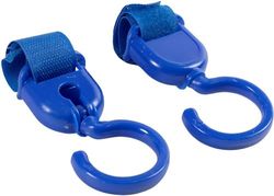 Poupy - Ganchos Universales para Cochecito, Giratorios 360° Horizontales y 90° Verticales, Se Adaptan a Todos los Carritos, Fácil de Montar, Multicolor, 2 Piezas