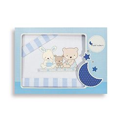 INTERBABY - Love beddengoedset voor kinderbed, wit/blauw