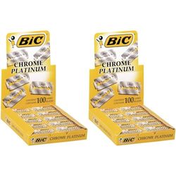 BIC Chrome Platinum Double Edge Safety Razor Disposable Single Blades (200 Pack)