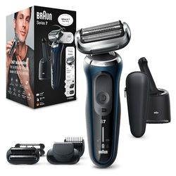 Braun Series 7 70-B7850cc Electric Shaver For Men With EasyClick Beard Trimmer And Stubble Beard Trimmer Attachments, SmartCare Center, 360° Flex, Wet & Dry, Rechargeable, Cordless Foil Razor, Blue