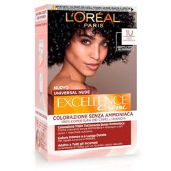L’Oréal Paris Colorazione Permanente Excellence Universal Nude, Senza Ammoniaca, Con Riflesso Universale, Adatto a Tutti gli Incarnati, Colore Intenso a Lunga Tenuta, Excellence, Nude Nero 1u