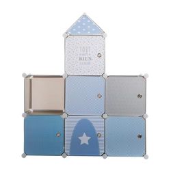 Avilia Meuble de Rangement avec 7 étagères Cubes avec Porte - Design château pour Enfants, idéal pour Chambre et Chambre de Jeux, en polyuréthane, 94,5 x 109 x 32 cm, Multicolore