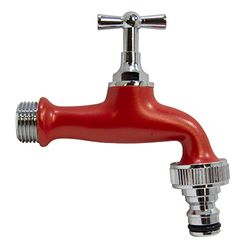 S&M 590238 Robinet de jardin réglable ½" rouge avec prise automatique pour tuyau COLORTAPS