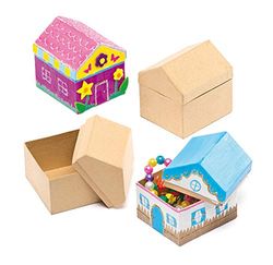 Baker Ross Lot de 4 Boîtes en Carton pour Peinture et Décoration pour Enfants EF963 Couleurs Assorties