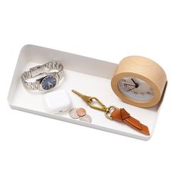 YAMAZAKI 4227 Tower Amenity Tray L Wide, White, Steel, Minimalist, 30 x 13.5 x 5 cm