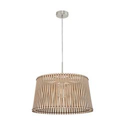 Eglo Trilha candeeiro suspenso de estilo boémio, candeeiro de aço em níquel mate e madeira de ácer, candeeiro natural para mesa de jantar e sala de estar, com casquilho E27, diâmetro de 45 cm
