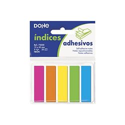 DOHE 75020 Adhesive Index Cleats, 12 x 45 mm, 5 Blocks x 25 Notes, Multicoloured, 45 x 12 mm