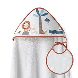 Baby Cape cape handdoek met capuchon met pavagne, leeuw palm wit oranje