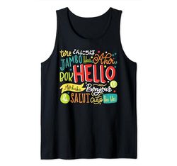 Hello Word in Different Teacher language Camiseta sin Mangas