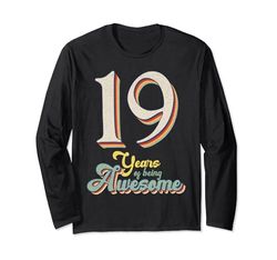 19 anni di essere fantastico retrò vintage 19 ° compleanno Maglia a Manica