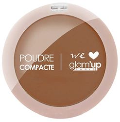 Glam'Up Paris - Poudre Compacte - Poudre Pressée - Couverture Complète - Longue Tenue - Fini Mat et Naturel - Contrôle de la Brillance - N°5 - Moka
