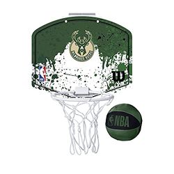 Wilson Minicanestro da Basket NBA TEAM MINI HOOP, Plastica, Bianco/Verde (Milwaukee Bucks), Taglia unica
