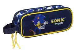SONIC CITY Dubbel etui voor kinderen, ideaal voor kinderen op schoolleeftijd, comfortabel en veelzijdig, kwaliteit en duurzaamheid, 21 x 6 x 8 cm, Blauw, M, Casual