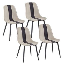 Meerveil Chaises de Salle à Manger Lot de 4, Chaise Rembourrée en Tissu avec Pieds en Métal Moderne pour Salle à Manger Salon Salle de Réception Bureau, L48 x H85 x P40 cm, Kaki