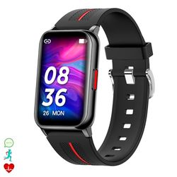 DAM Brazalete Inteligente H76 con Monitor de tensión y O2. Sumergible, Monitor meteorológico y notificaciones de apps. 4,6x0,9x3,1 Cm. Color: Negro