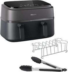 Philips Airfryer Serie 3000 con doppio cestello, 9L, Friggitrice ad aria con 2 cestelli, Kit Per La Colazione, Tecnologia Rapid Air, versatile e capiente per tutta la famiglia