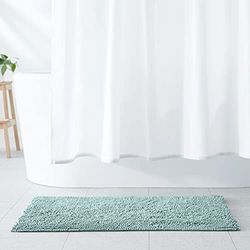 Amazon Basics Tapete de banho de microfibra antiderrapante, 53 x 87 cm, cor espuma marinha verde