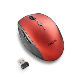 NGS Bee Red - Ratón Inalámbrico, Ratón Ergonómico con Teclas Silenciosas, con 5 Botones y Rueda de Desplazamiento, Conexión Inalámbrica 2.4 GHz, Especial para Diestros, dpi Ajustable, Color Rojo