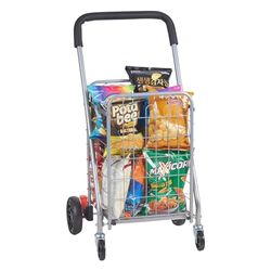 VEVOR Folding Shopping Cart, 66 lbs Max Load Capacity, Grocery Utility Cart with Rolling Swivel Wheels, Heavy Duty Foldable Laundry Basket Trolley Compact Lightweight Collapsible for Luggage, Silver