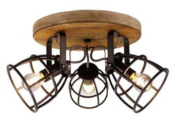 Chericoni Aperto Spot – 3 lampor – svart stål med vintage trä